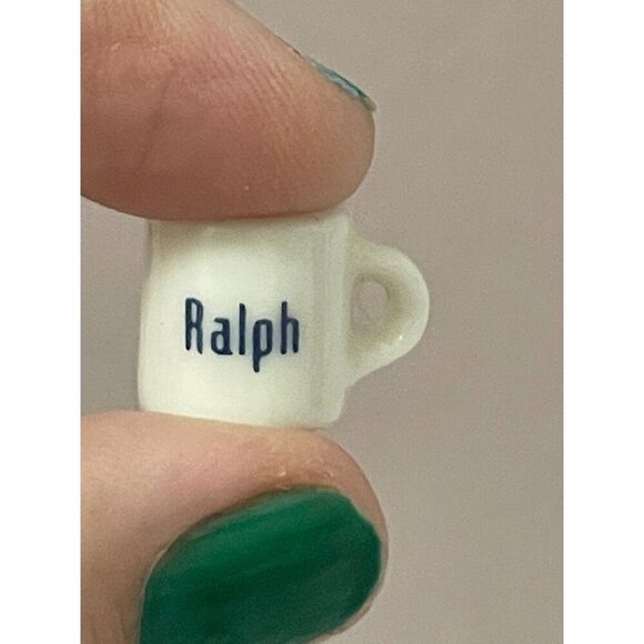 Vintage Miniature White Ceramic Coffee Mug With name Ralph Spell Out - Picture 5 of 5